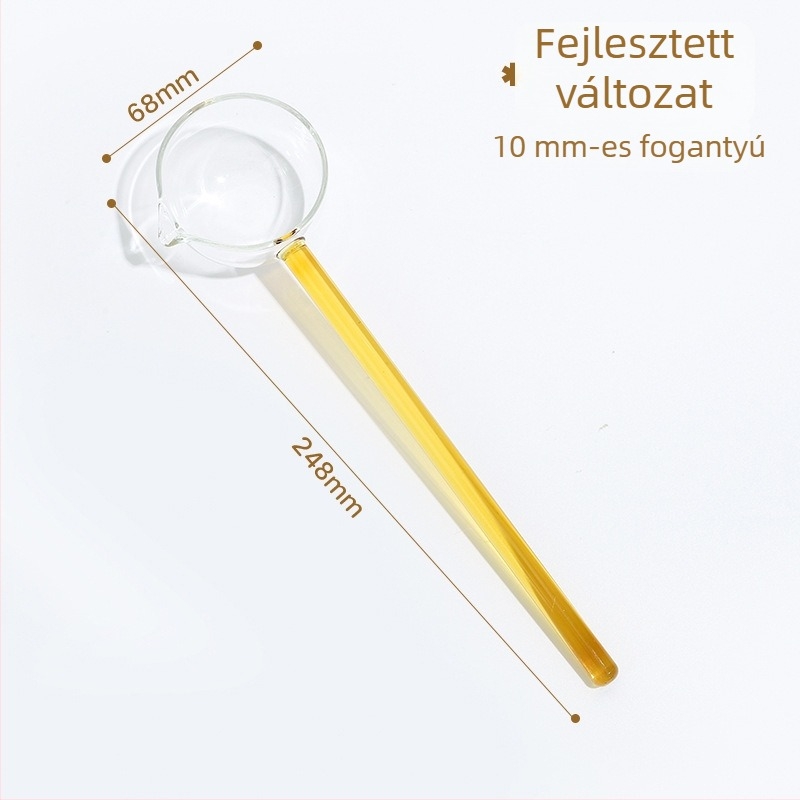 Üvegből készült hosszú nyelű kanál hegyes véggel – hőálló konyhai kanál főzéshez, kását és ízesítéshez