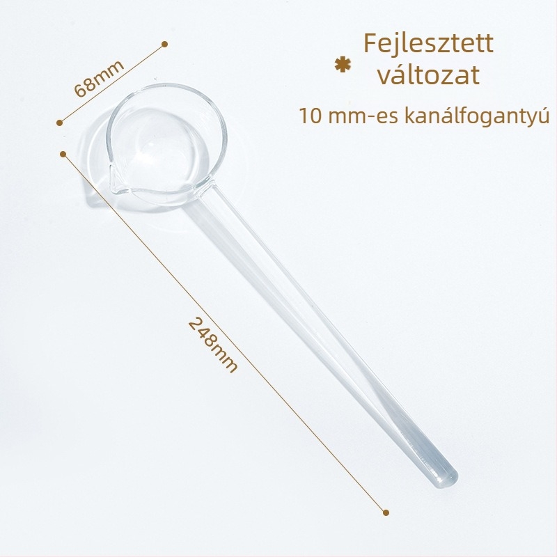 Üvegből készült hosszú nyelű kanál hegyes véggel – hőálló konyhai kanál főzéshez, kását és ízesítéshez