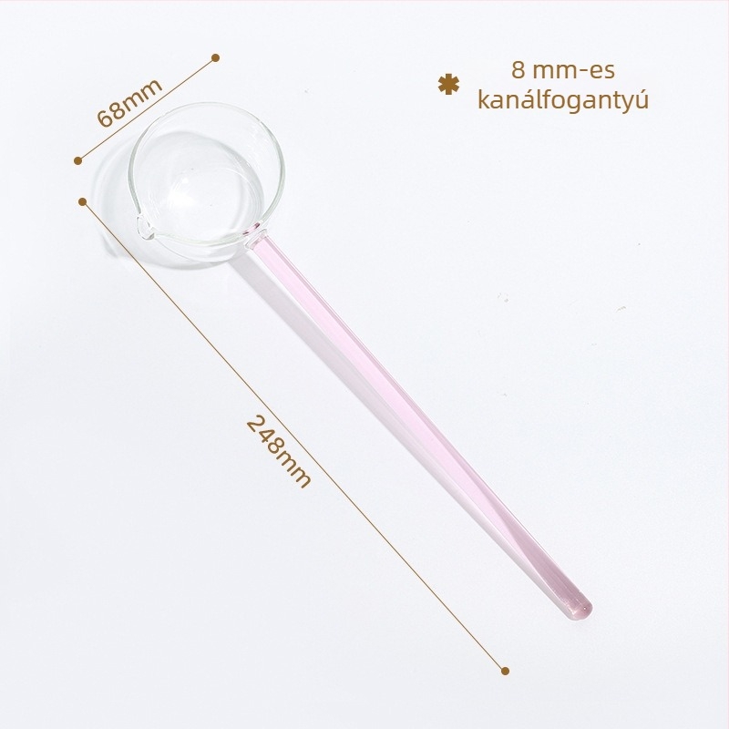 Üvegből készült hosszú nyelű kanál hegyes véggel – hőálló konyhai kanál főzéshez, kását és ízesítéshez