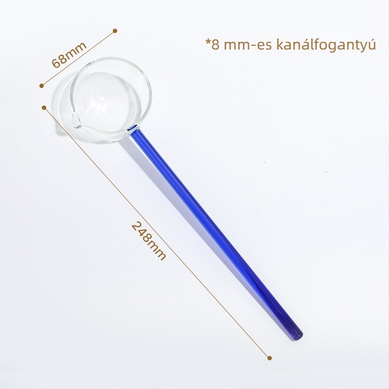 Üvegből készült hosszú nyelű kanál hegyes véggel – hőálló konyhai kanál főzéshez, kását és ízesítéshez