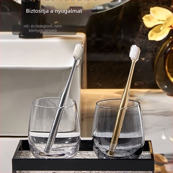 Üvegből készült szájöblítő pohár és fogkefés pohár, páros készlet, elegáns luxus megjelenés, otthoni és szállodai használatra