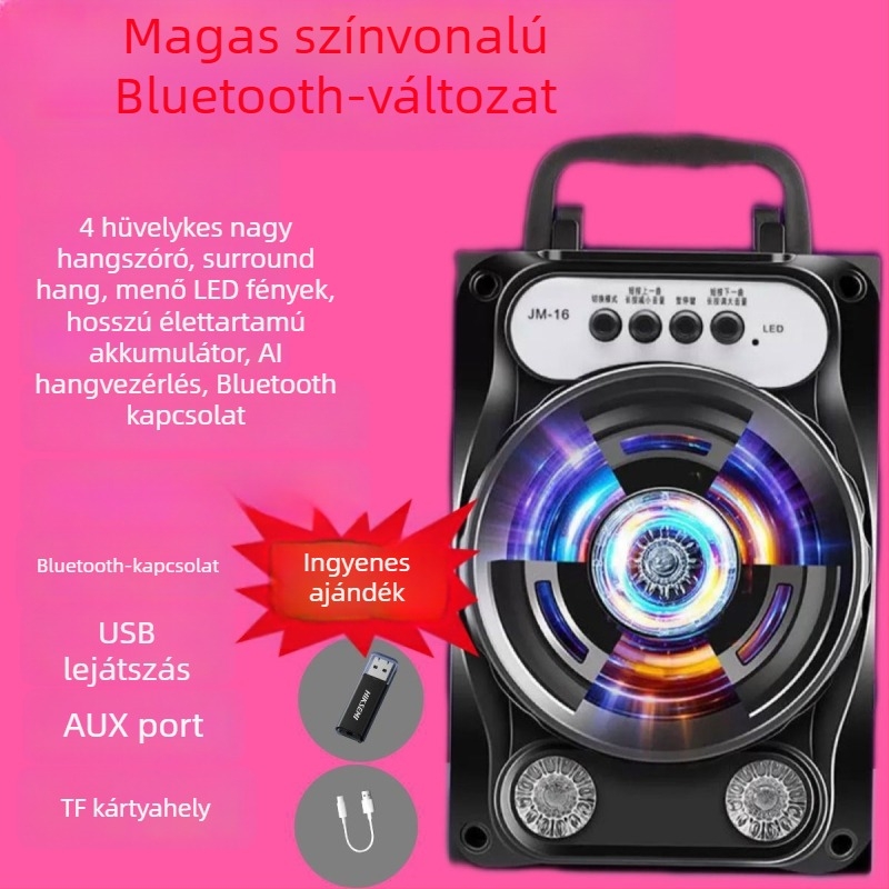 Karaoke Bluetooth hangszóró mikrofonnal, 8 000 dal, IPX7 vízálló, frekvencia-válasz 100 Hz–20 kHz, SNR ≥70 dB, akkumulátor nélkül, kültéri használatra