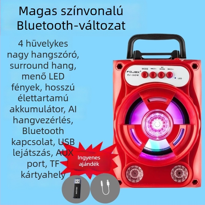 Karaoke Bluetooth hangszóró mikrofonnal, 8 000 dal, IPX7 vízálló, frekvencia-válasz 100 Hz–20 kHz, SNR ≥70 dB, akkumulátor nélkül, kültéri használatra