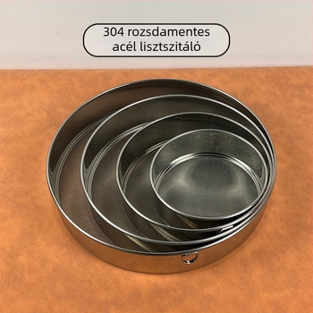304/201 rozsdamentes acél liszt szita, kézi, kör alakú, rizsliszt szita, 60-es és 40-es hálóval