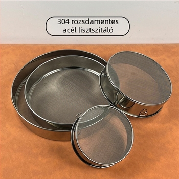 304/201 rozsdamentes acél liszt szita, kézi, kör alakú, rizsliszt szita, 60-es és 40-es hálóval