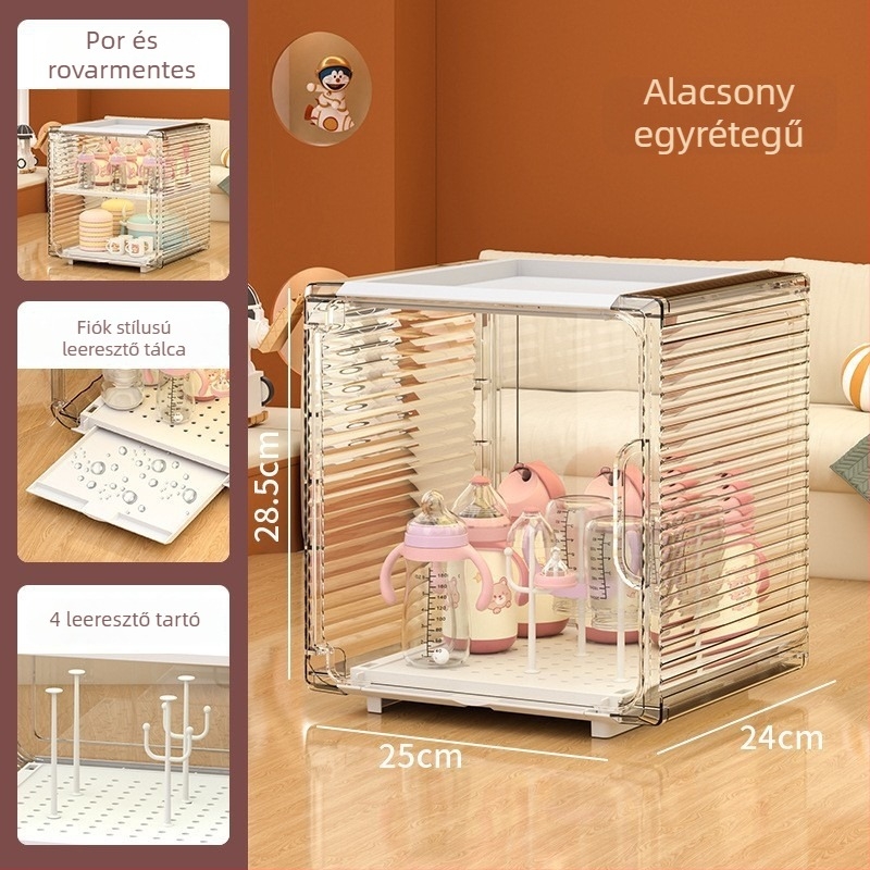 Baba cumisüveg tároló doboz és szárító állvány – PS anyag, 18L, Áthelyezhető, Egyszerű és modern dizájn