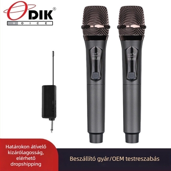 Kábeles kézi dinamikus mikrofon otthoni és színpadi használatra, modell 108; levehető akkumulátor 800-1000 mAh; üzemidő 6-8 óra; frekvenciatartomány 100 Hz-20 kHz