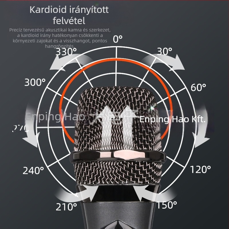 Kábeles kézi dinamikus mikrofon otthoni és színpadi használatra, modell 108; levehető akkumulátor 800-1000 mAh; üzemidő 6-8 óra; frekvenciatartomány 100 Hz-20 kHz