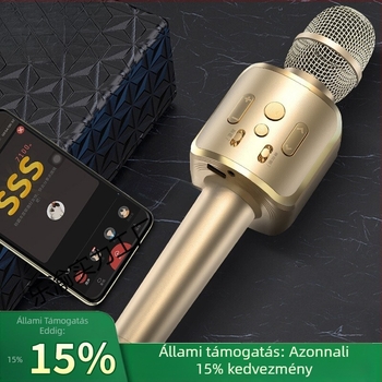 Mobiltelefonokra szánt karaoké mikrofon és hangfal készlet; mobiltelefonos karaoké mikrofon; szuperkardioid polaritás; SNR ≥70 dB; beépített akkumulátor nélkül