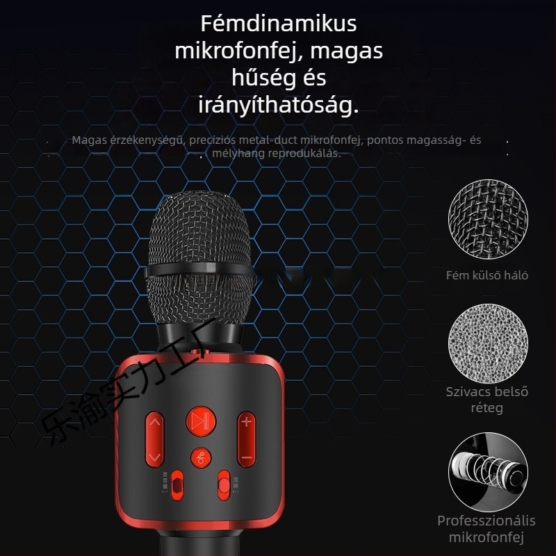 Mobiltelefonokra szánt karaoké mikrofon és hangfal készlet; mobiltelefonos karaoké mikrofon; szuperkardioid polaritás; SNR ≥70 dB; beépített akkumulátor nélkül