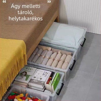 Autó tárolódoboz - átlátszó, téglalap alakú, derékszögű kialakítás, 40 L, PP anyag