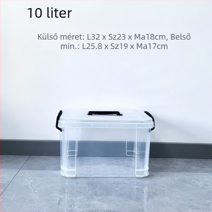 Autó tárolódoboz - átlátszó, téglalap alakú, derékszögű kialakítás, 40 L, PP anyag