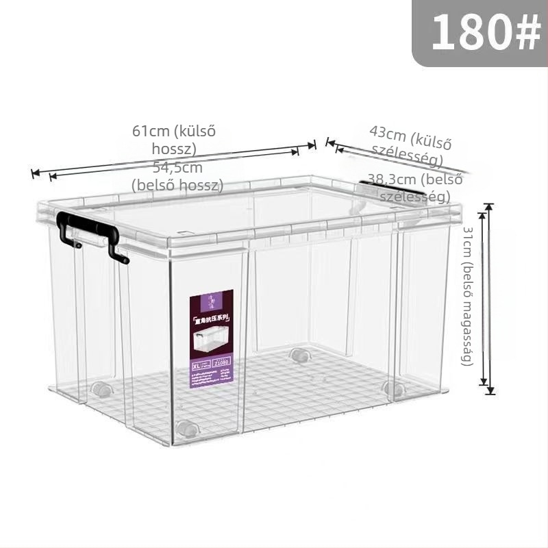 Autó tárolódoboz - átlátszó, téglalap alakú, derékszögű kialakítás, 40 L, PP anyag