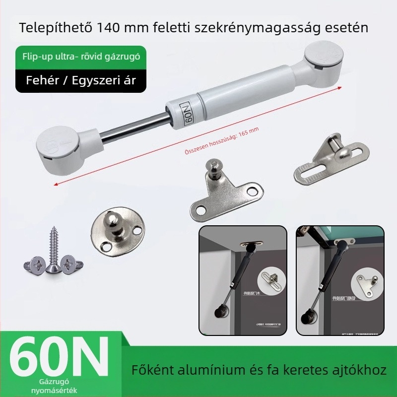 Felső forgó ajtó szekrényhez/könyvespolchoz, hidraulikus rendszer, alumínium keret, üveglap, gázrugó
