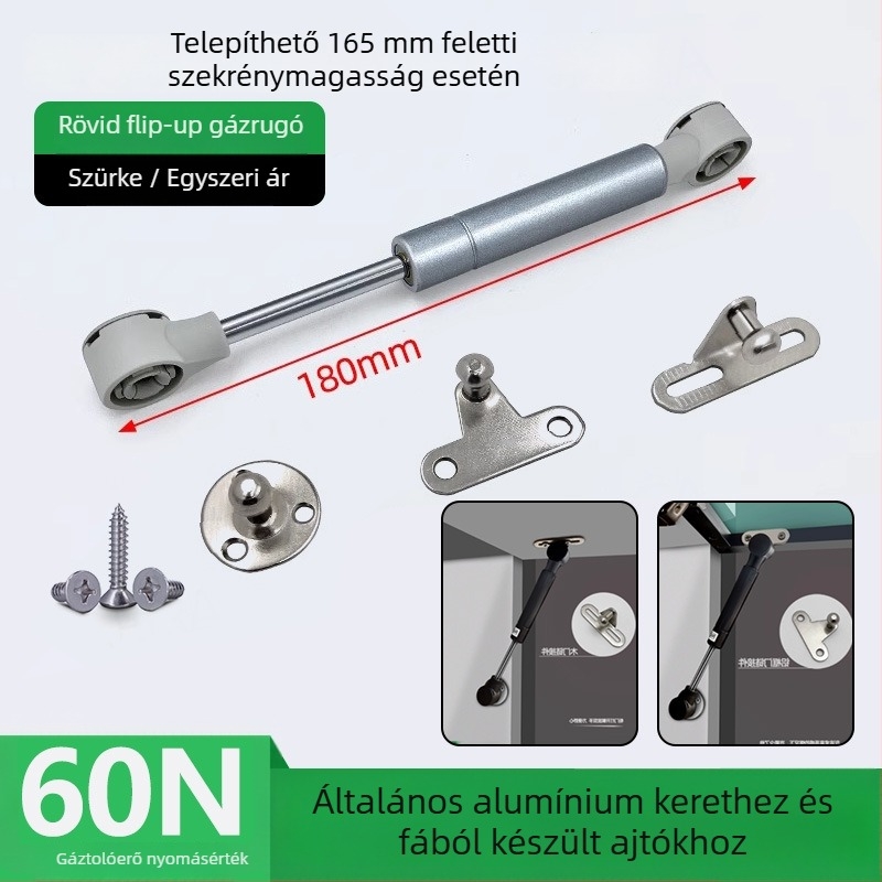 Felső forgó ajtó szekrényhez/könyvespolchoz, hidraulikus rendszer, alumínium keret, üveglap, gázrugó