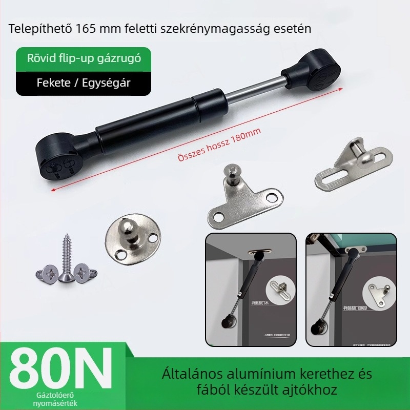 Felső forgó ajtó szekrényhez/könyvespolchoz, hidraulikus rendszer, alumínium keret, üveglap, gázrugó
