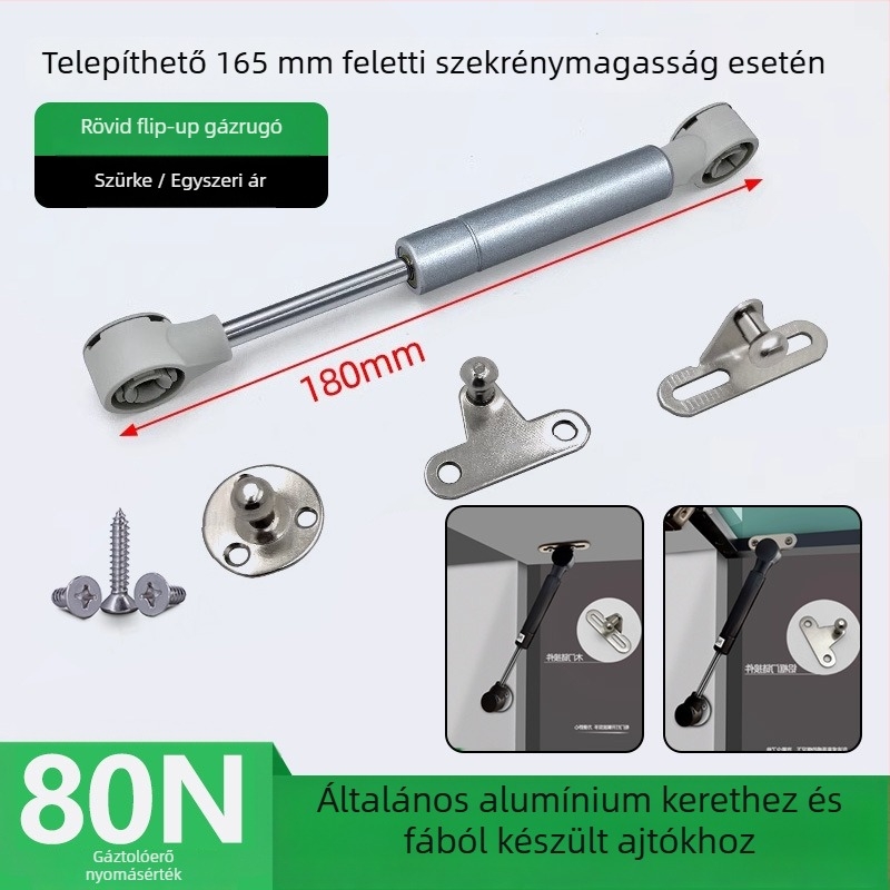 Felső forgó ajtó szekrényhez/könyvespolchoz, hidraulikus rendszer, alumínium keret, üveglap, gázrugó