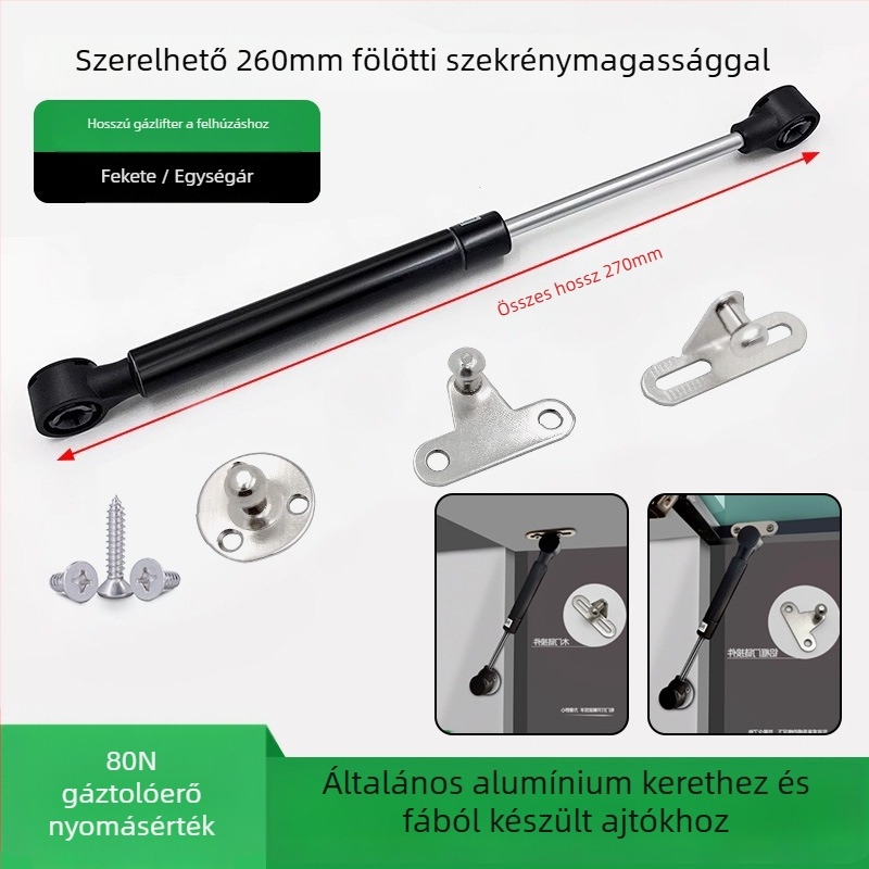 Felső forgó ajtó szekrényhez/könyvespolchoz, hidraulikus rendszer, alumínium keret, üveglap, gázrugó