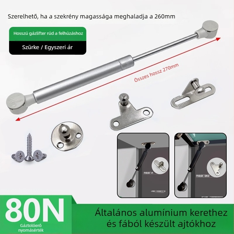 Felső forgó ajtó szekrényhez/könyvespolchoz, hidraulikus rendszer, alumínium keret, üveglap, gázrugó