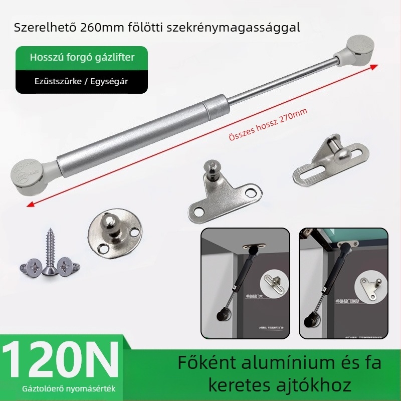 Felső forgó ajtó szekrényhez/könyvespolchoz, hidraulikus rendszer, alumínium keret, üveglap, gázrugó