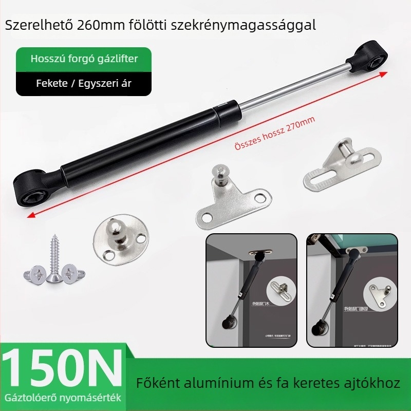 Felső forgó ajtó szekrényhez/könyvespolchoz, hidraulikus rendszer, alumínium keret, üveglap, gázrugó