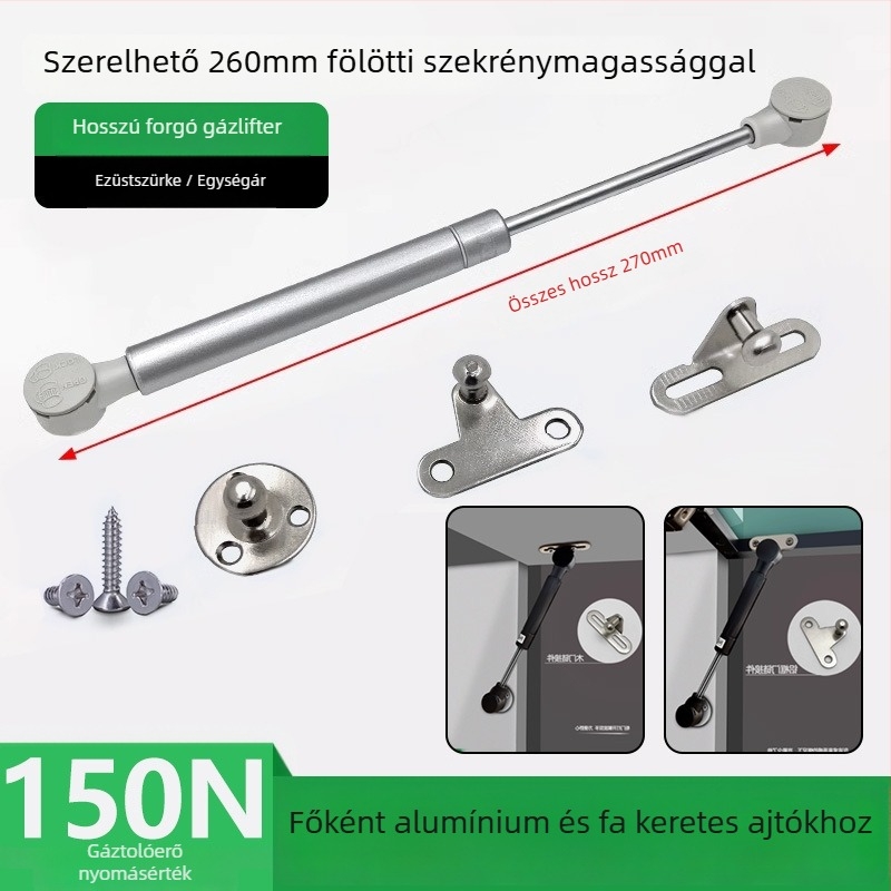 Felső forgó ajtó szekrényhez/könyvespolchoz, hidraulikus rendszer, alumínium keret, üveglap, gázrugó