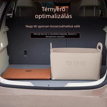 Autócsomagtartó tároló doboz filcből, rajzos mackó design, 5–10 L kapacitás, logó nyomtatás lehetséges