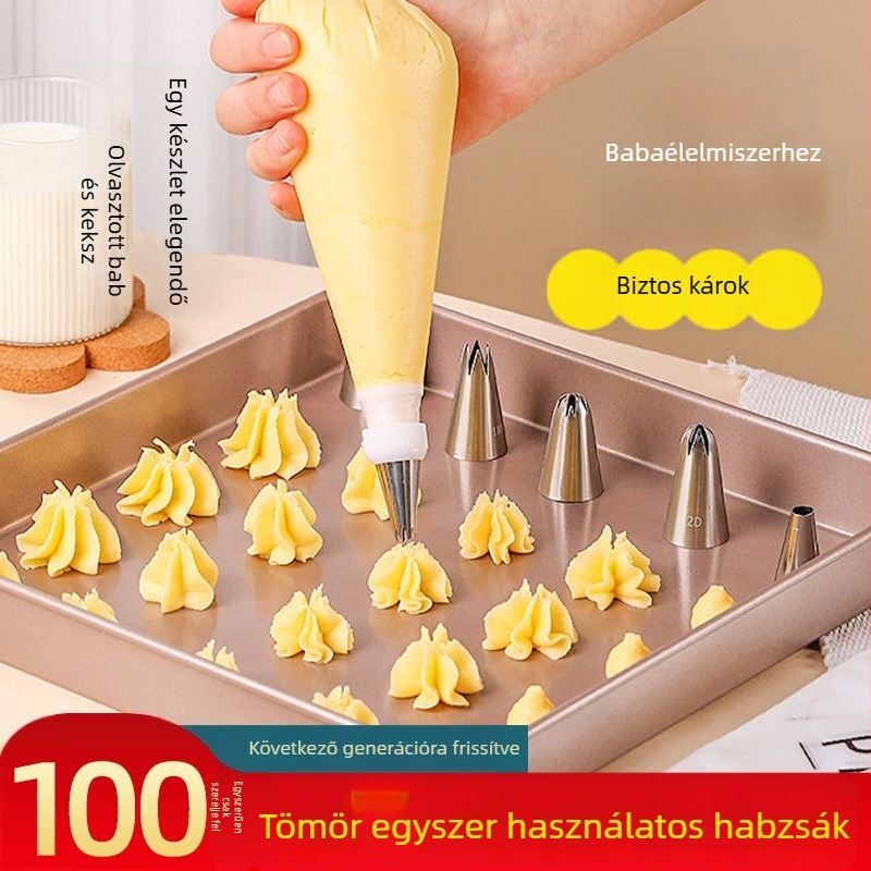 Élelmiszer-minőségű díszítő tasak készlet - háromszög alakú zsák dekorálófejekkel - Márka Unique, modern minimál stílus