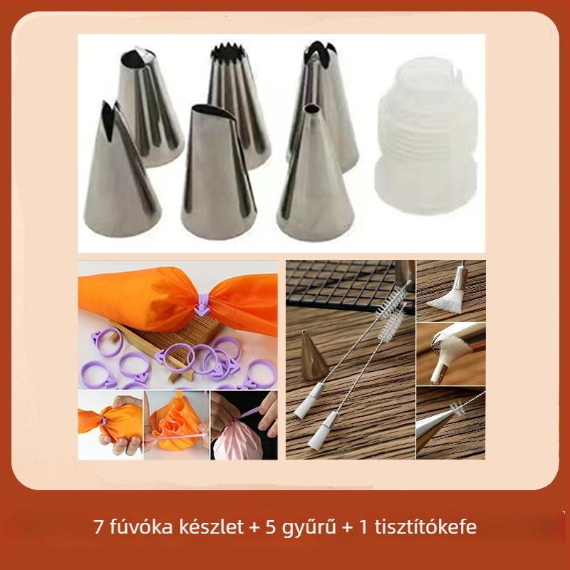 Élelmiszer-minőségű díszítő tasak készlet - háromszög alakú zsák dekorálófejekkel - Márka Unique, modern minimál stílus