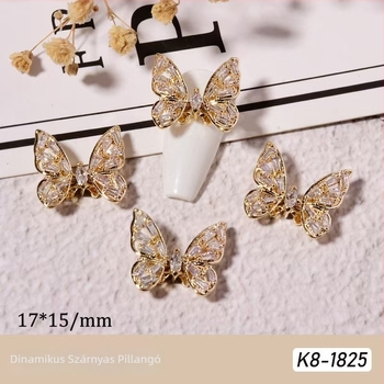 Körömdekorációs kiegészítők: pillangó mintázat, ötvözet és rhinestones, valódi arany elektroplattálás, Hercegnő sorozat