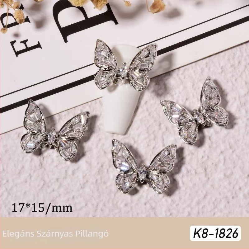 Körömdekorációs kiegészítők: pillangó mintázat, ötvözet és rhinestones, valódi arany elektroplattálás, Hercegnő sorozat