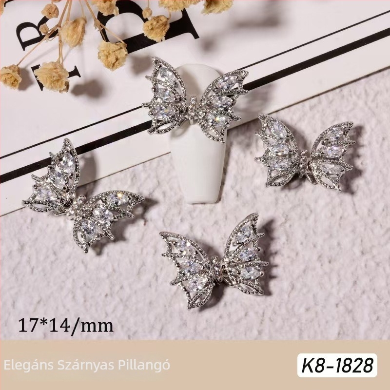 Körömdekorációs kiegészítők: pillangó mintázat, ötvözet és rhinestones, valódi arany elektroplattálás, Hercegnő sorozat