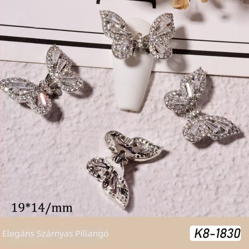 Körömdekorációs kiegészítők: pillangó mintázat, ötvözet és rhinestones, valódi arany elektroplattálás, Hercegnő sorozat