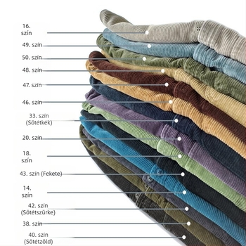 Férfiaknak szóló amerikai casual munkásing Corduroy pamutból, mosott, háromszoros varrással, lehajtható gallér, hosszú ujjú, tavasz–ősz–tél