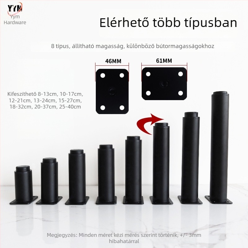 Állítható bútorlábas – vasból, Right Inscription márka, modern minimalist stílus, alkalmas ágyra, kanapéra, éjjeliszekrényre és TV-szekrényre