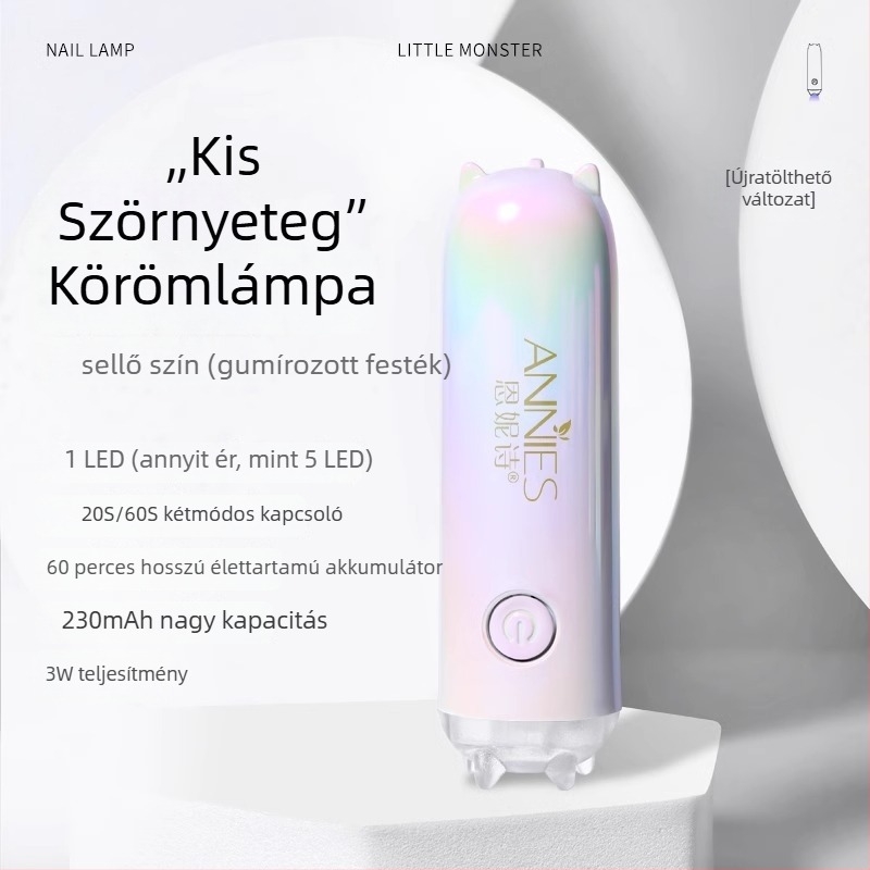 Mermaid Monster mini körömlámpa - kézi, hordozható, újratölthető, hálózati tápellátás, gyors száradás