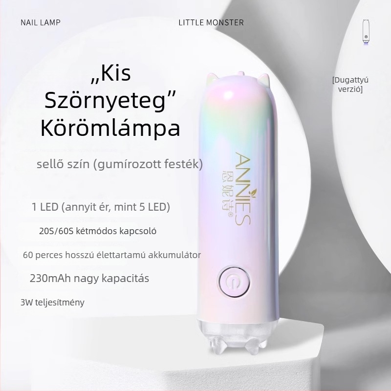 Mermaid Monster mini körömlámpa - kézi, hordozható, újratölthető, hálózati tápellátás, gyors száradás