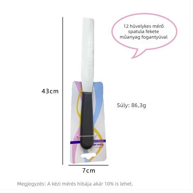 One Heart Rozsdamentes acél graduált derékszögű spatula torta dekoráláshoz