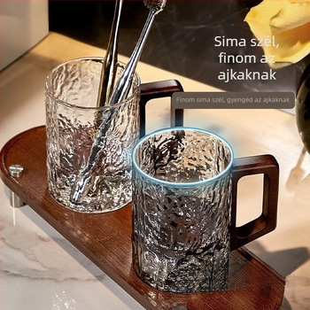 Üveg öblítő pohár háztartási használatra, páros készlet, fogantyúval, fürdőszobához, pohár a fogkeféhez és a fogkrémhez