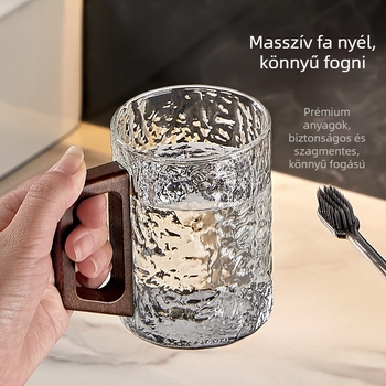 Üveg öblítő pohár háztartási használatra, páros készlet, fogantyúval, fürdőszobához, pohár a fogkeféhez és a fogkrémhez