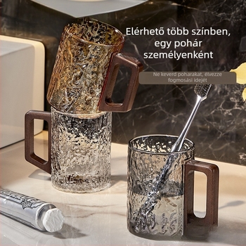 Üveg öblítő pohár háztartási használatra, páros készlet, fogantyúval, fürdőszobához, pohár a fogkeféhez és a fogkrémhez