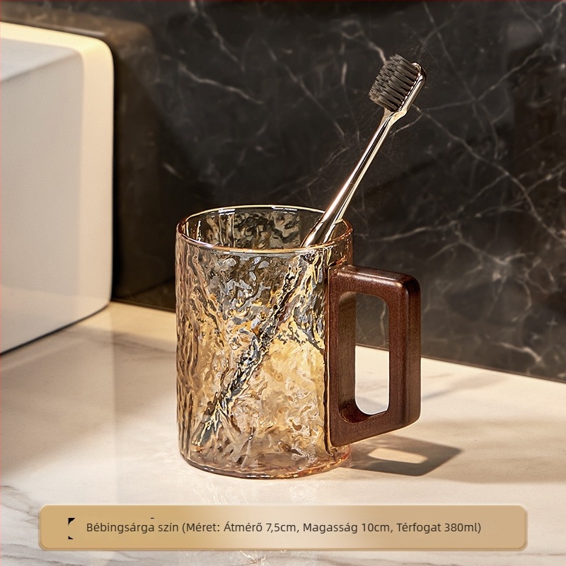 Üveg öblítő pohár háztartási használatra, páros készlet, fogantyúval, fürdőszobához, pohár a fogkeféhez és a fogkrémhez