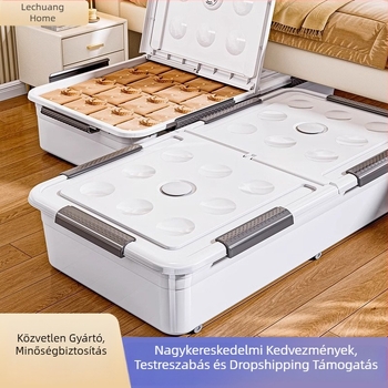 Ágy alatti tároló doboz görgőkkel, PP műanyagból, 100–150 L kapacitás, modell 5036, por- és nedvességálló