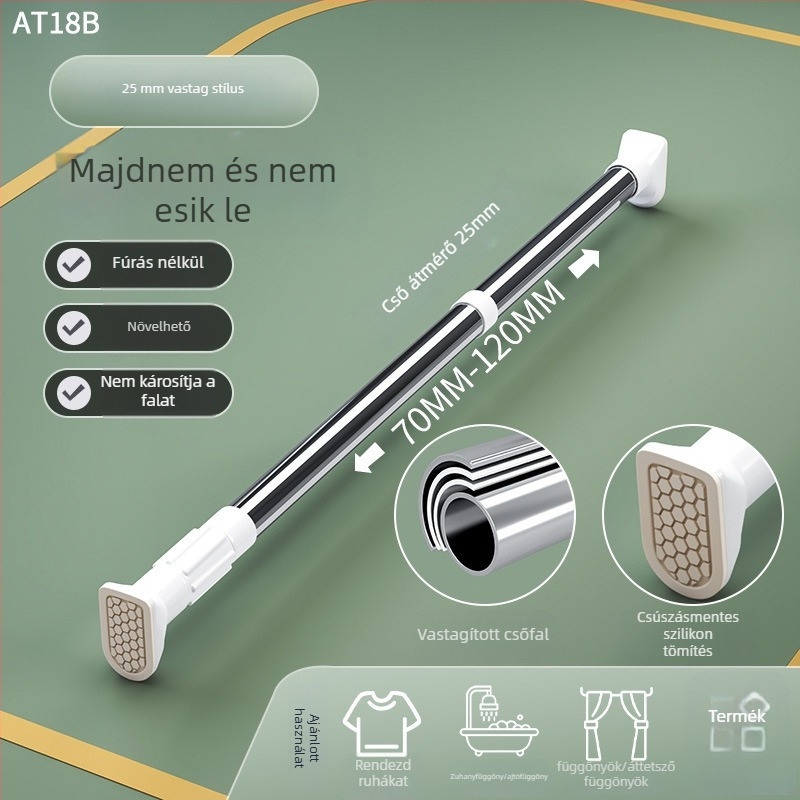 Rozsdamentes acélból készült teleszkópos ruhaszárító rúd, fúrás nélkül, erkélyre, állítható, modern minimalista stilus