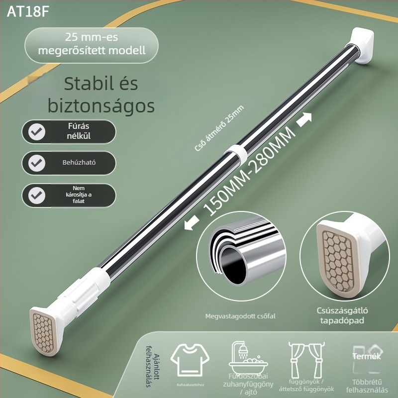 Rozsdamentes acélból készült teleszkópos ruhaszárító rúd, fúrás nélkül, erkélyre, állítható, modern minimalista stilus