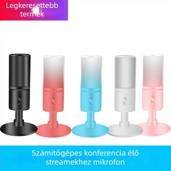 Asztali számítógéphez kapacitív mikrofon – játékhoz, karaoke-hoz, konferenciákhoz és élő közvetítéshez; vezetékes, 100 Hz–16 kHz, SNR ≥60 dB, irányváltoztató felvételi mód