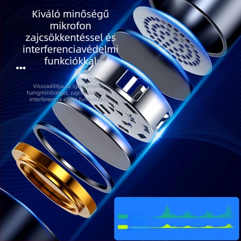 Asztali számítógéphez kapacitív mikrofon – játékhoz, karaoke-hoz, konferenciákhoz és élő közvetítéshez; vezetékes, 100 Hz–16 kHz, SNR ≥60 dB, irányváltoztató felvételi mód