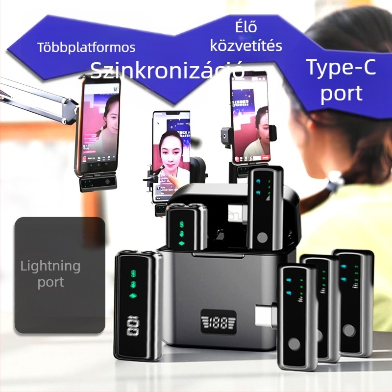 S12 Clip-On élő közvetítés mikrofon – Apple/Android kompatibilis, omnidirekcionális, vezetékes, 20Hz-20kHz, SNR ≥70 dB, beépített akkumulátor 6–8h