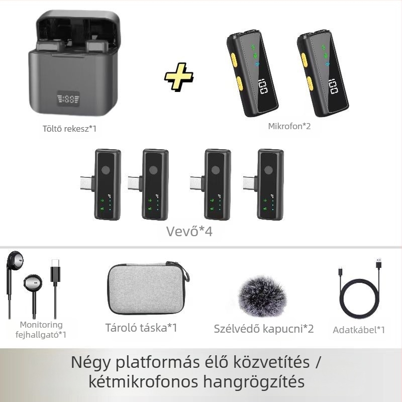 S12 Clip-On élő közvetítés mikrofon – Apple/Android kompatibilis, omnidirekcionális, vezetékes, 20Hz-20kHz, SNR ≥70 dB, beépített akkumulátor 6–8h