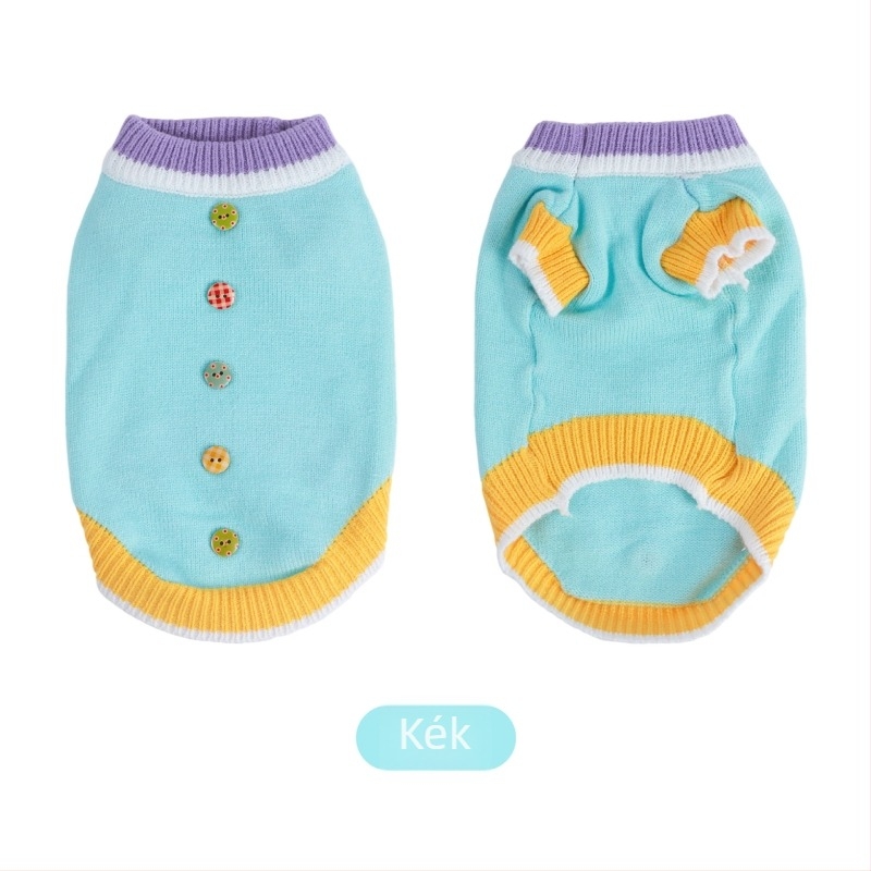 Betűmintás kötött kardigán kis kutyáknak – ősz/tél, Teddy és bichon, sportos stílusú meleg háziállat-öltözék